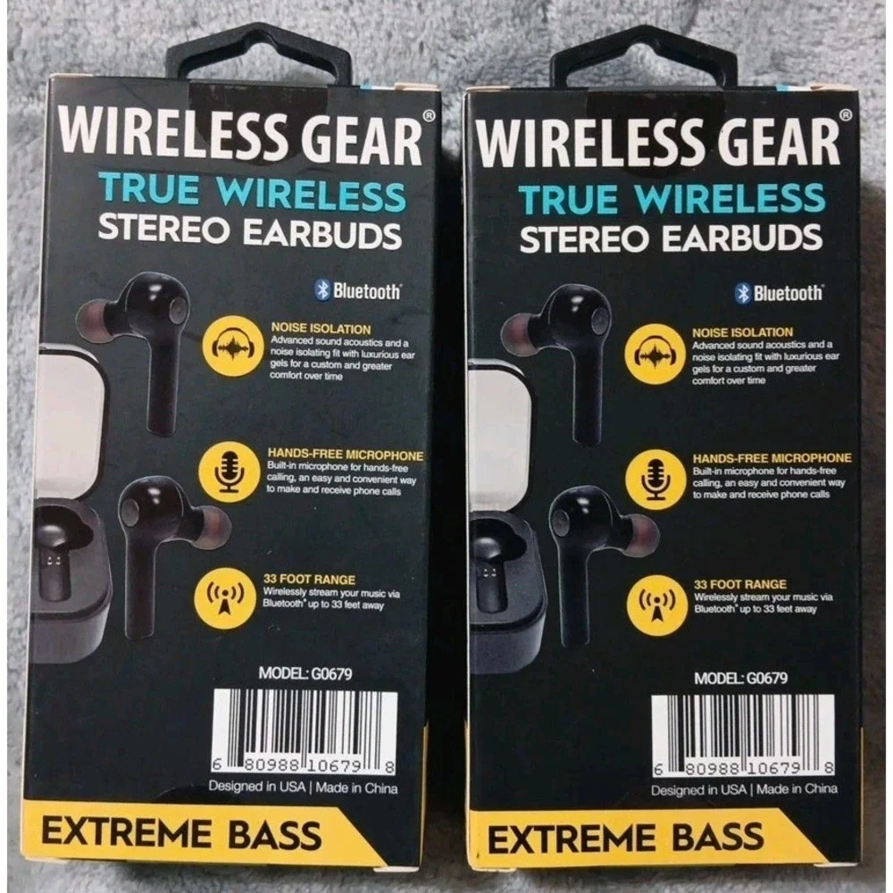 2 Sets Wireless Gear True Wireless Stereo Earbuds‎ Bluetooth Extreme Bass Mic